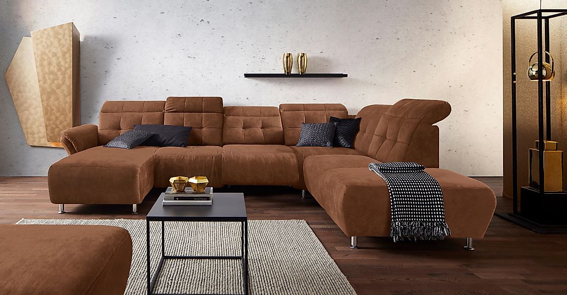 PLACES OF STYLE Wohnlandschaft »Manhattan U-Form« 2 Sitze mit elektrischer günstig online kaufen