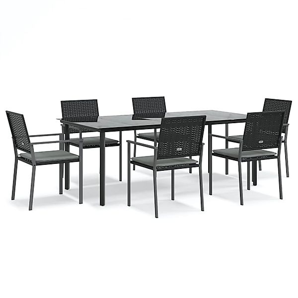 vidaXL 7-Tlg Garten-Essgruppe mit Kissen Poly Rattan und Stahl 3187029 günstig online kaufen