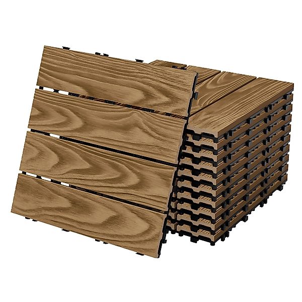 ML-Design WPC Terrassenfliesen 30x30 cm 11 Stück Teak in Holzoptik günstig online kaufen