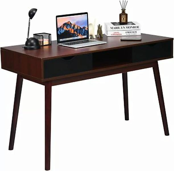 COSTWAY® Schreibtisch Computertisch mit 2 Schubladen braun günstig online kaufen