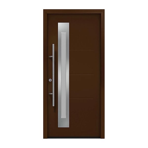 EcoStar Haustür Isopro Secur IPS 780S Terrabraun 110 cm x 210 cm DIN L günstig online kaufen