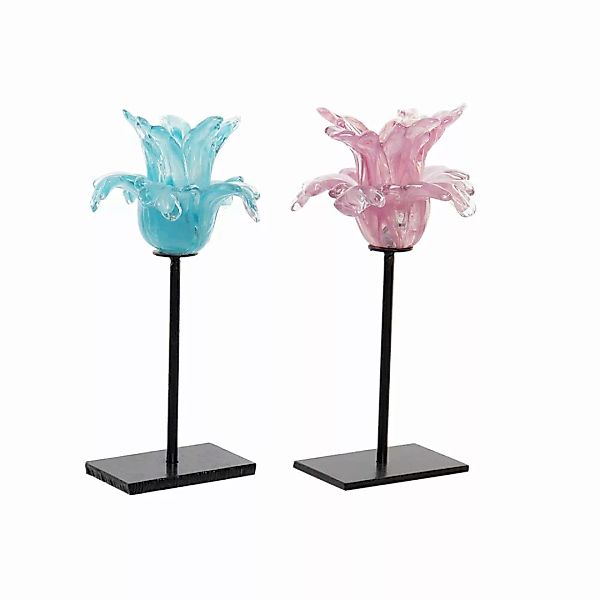 Kerzenschale Dkd Home Decor Metall Kristall Blume (12 X 12 X 24 Cm) (2 Pcs) günstig online kaufen