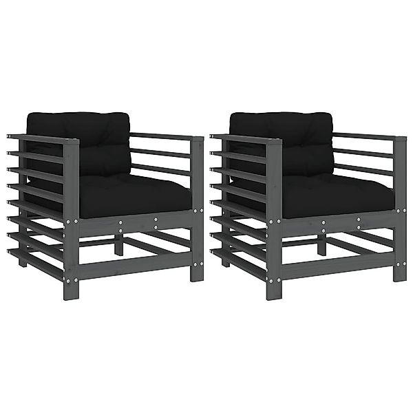 vidaXL Sofaelement Gartenstühle mit Kissen 2 günstig online kaufen