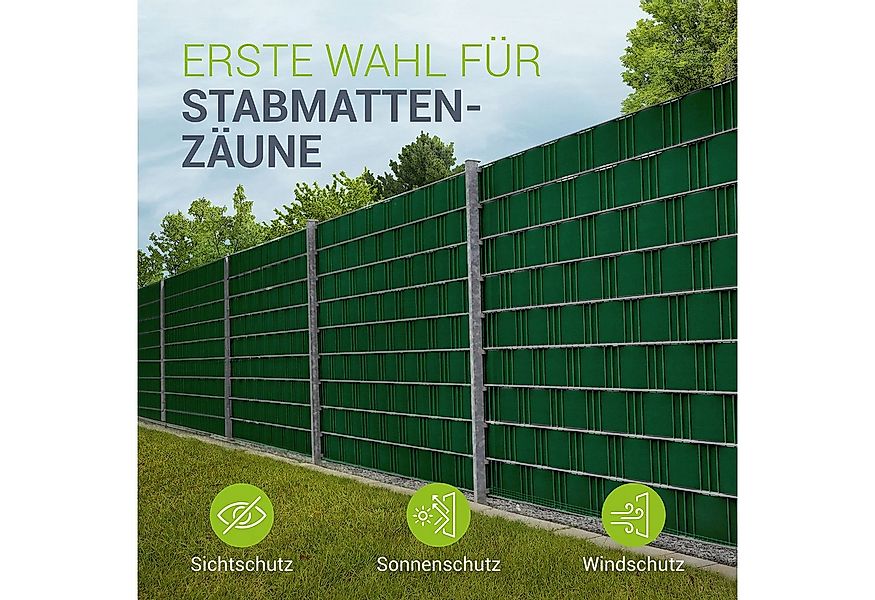 Juskys Sichtschutzstreifen PVC Sichtschutzstreifen 4er Set, Doppelstabmatte günstig online kaufen