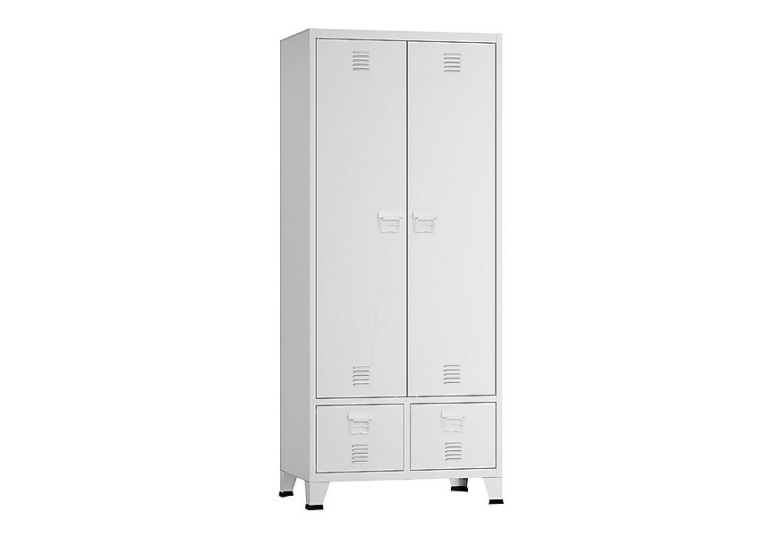 en.casa Kleiderschrank »Hankasalmi« mit 2 Schubladen Stahl 180x90x40 cm Wei günstig online kaufen