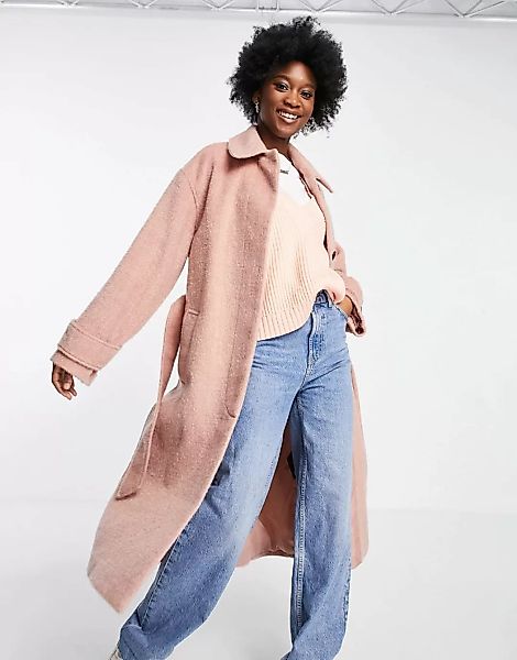 ASOS DESIGN – Mantel in Rosa mit Gürtel günstig online kaufen
