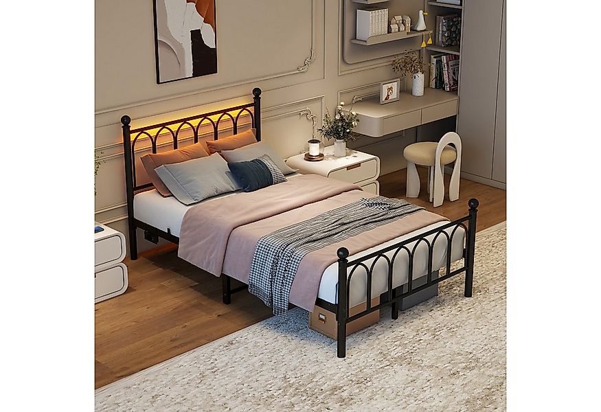 BlingBin Metallbett Metallgestell Funktionsbett Jugendbett Einzelbett LED-B günstig online kaufen