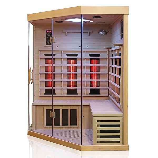 Dewello Infrarotkabine Sauna Brandon 140cm x 140cm 2 Personen Vollspektrum günstig online kaufen