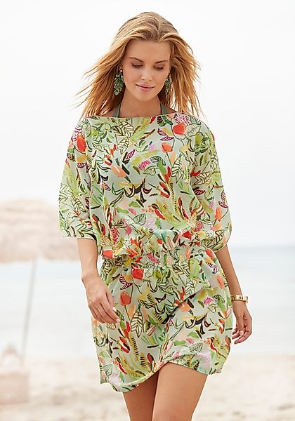 s.Oliver Tunika, mit Blätterdruck, Strandmode, modisches Sommerkleid günstig online kaufen