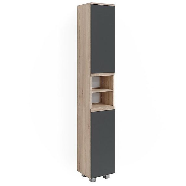 Vicco Badschrank J-Shape Sonoma/Anthrazit 30 x 190 cm günstig online kaufen