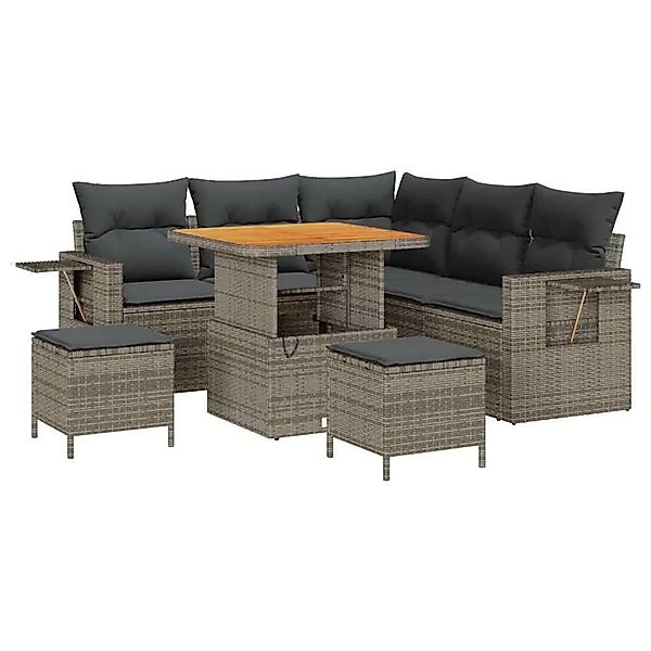 vidaXL Gartensofa-Set mit Kissen 9 Stk Grau Poly-Rattan 3363693 günstig online kaufen