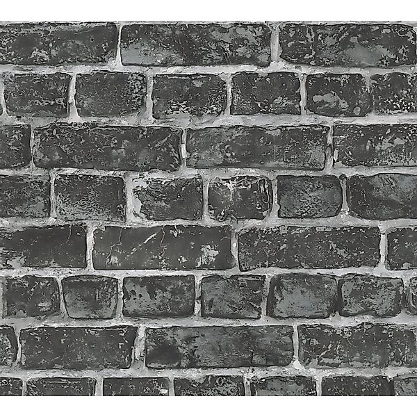 PROFHOME 306822-GU Stein Kacheln Tapete Steinoptik Matt Schwarz Grau 0,53 m günstig online kaufen