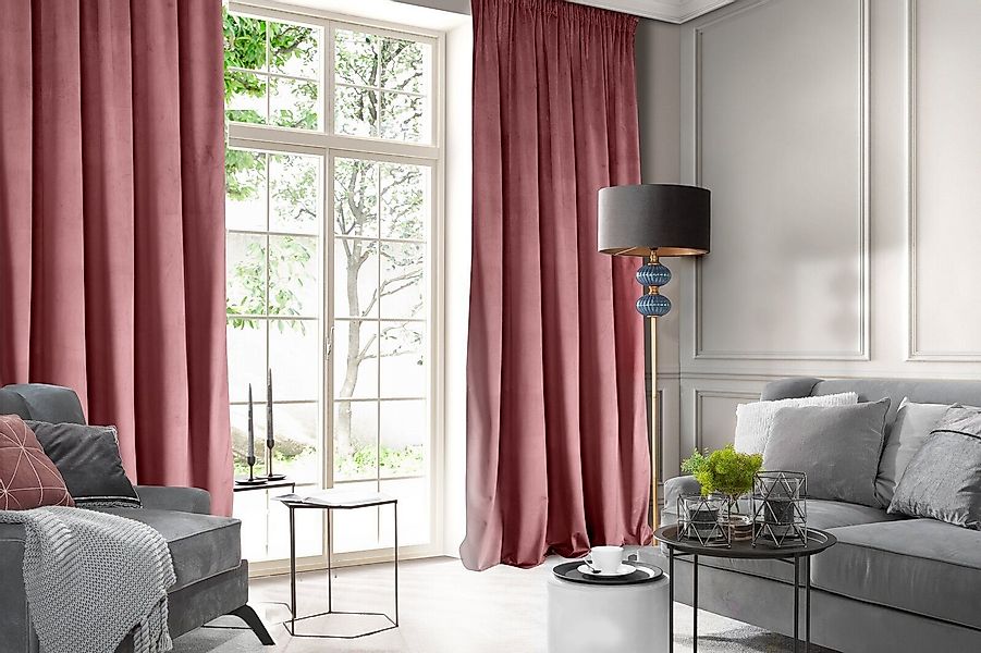 Design91 Vorhang Samtvorhänge Wohnzimmer Schlafzimmer Blickdicht günstig online kaufen