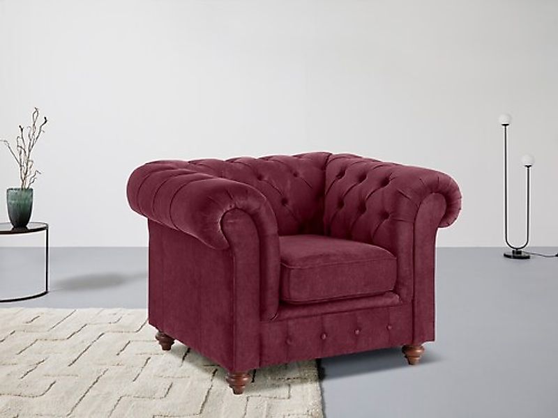 Home affaire Sessel "Chesterfield B/T/H: 105/69/74 cm" mit hochwertiger Kno günstig online kaufen
