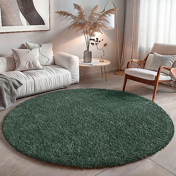 OTTO home Hochflor-Teppich »Banji« rund 37 mm Höhe Uni Farben, weich und fl günstig online kaufen