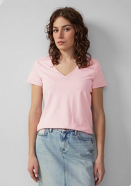 QS Kurzarmshirt Jerseyshirt mit V-Ausschnitt günstig online kaufen
