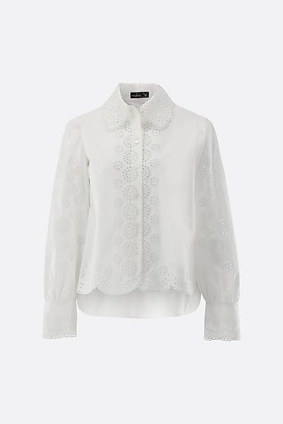 Cropped Hemdbluse mit Lochstickereien günstig online kaufen