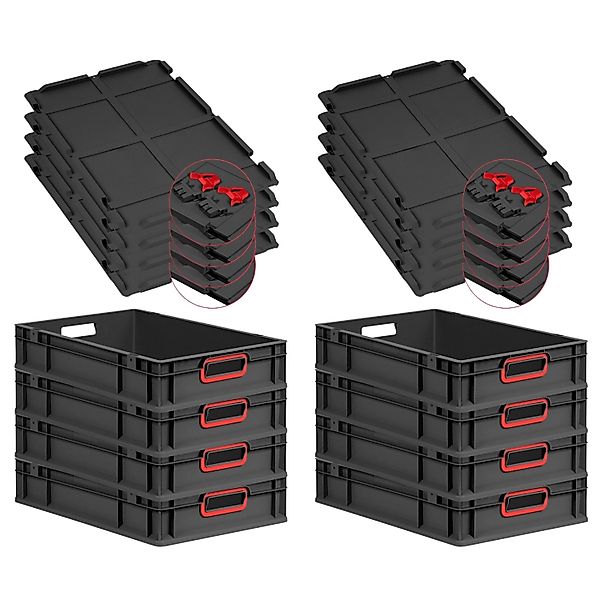 PROREGAL SuperSparSet 8x Eurobox Nextgen Color Mit Scharnierdeckel HxBxT 12 günstig online kaufen