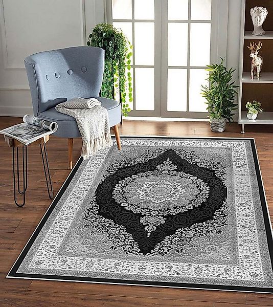 Jungengel Teppich Persisch Optik Grau Waschbar Teppichläufer Flach Wohnzimm günstig online kaufen