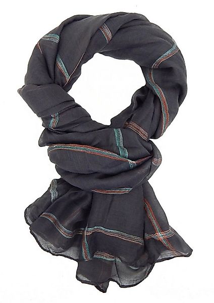 Ella Jonte Modeschal, leichter Schal dunkelgrau mit eingewebten bunten Stre günstig online kaufen