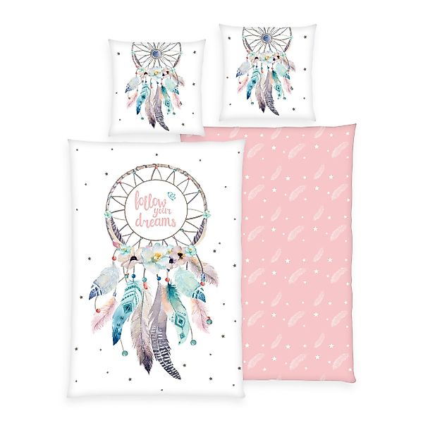 Familando Jugendbettwäsche Traumfänger Rosa Boho Style günstig online kaufen