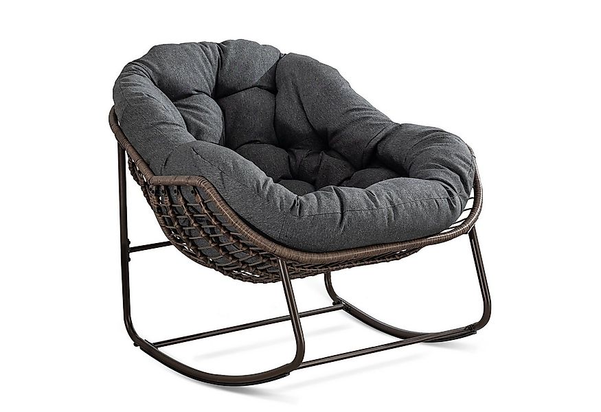 LVHOM Schaukelstuhl mit gepolstertem Kissen, Rattanstuhl mit Stahlrahmen, L günstig online kaufen