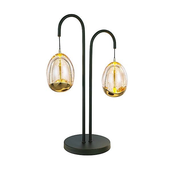 Tischlampe Golden Egg schwarz/amber 45 cm 2-flg. Metall/Glas günstig online kaufen