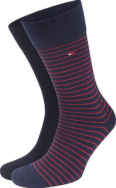 Tommy Hilfiger Socken 2 Paare Dunkelblau Streife - Größe 43-46 günstig online kaufen