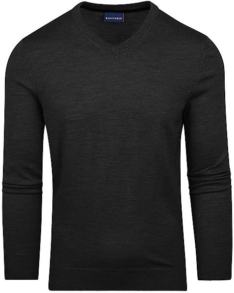 Suitable Merino Pullover V-Ausschnitt Anthrazit - Größe L günstig online kaufen