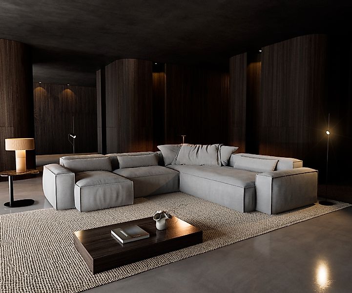 Wohnlandschaft Freestyle Cozy 360x290 cm Strukturstoff Soft Grau günstig online kaufen