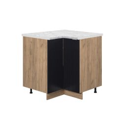 Vicco Eckunterschrank Fame-Line, Schwarz gestreift/Goldkraft Eiche, günstig online kaufen