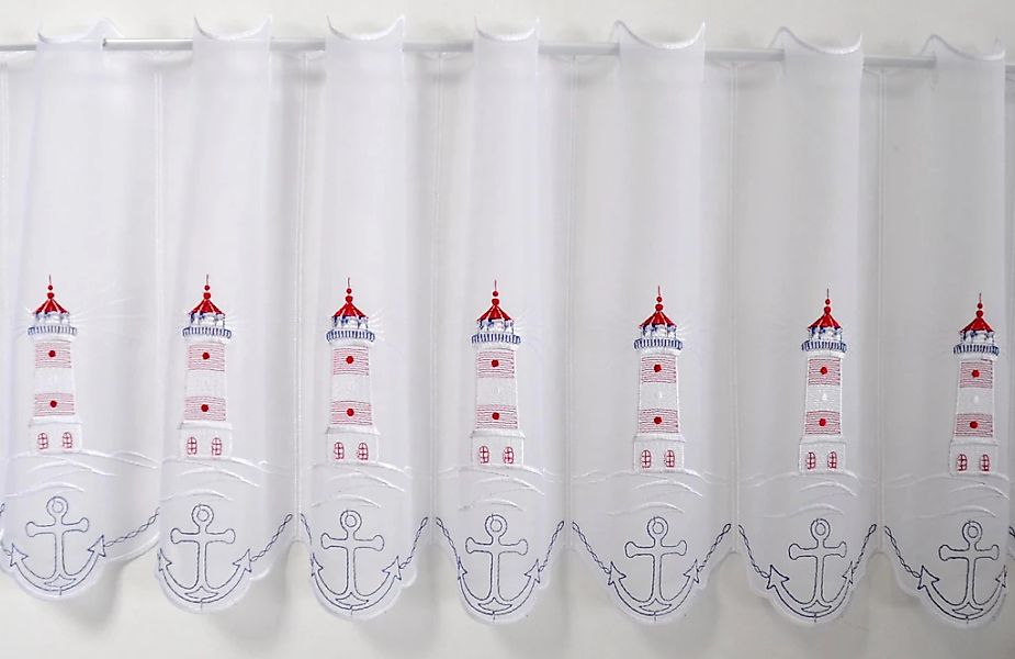 Stickereien Plauen Scheibengardine "Leuchtturm" Stangendurchzug 1 Stk. tlg. günstig online kaufen