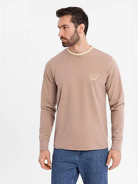 OMBRE Longsleeve Longsleeve aus Baumwolle mit U-Streifen-Ausschnitt und Sti günstig online kaufen