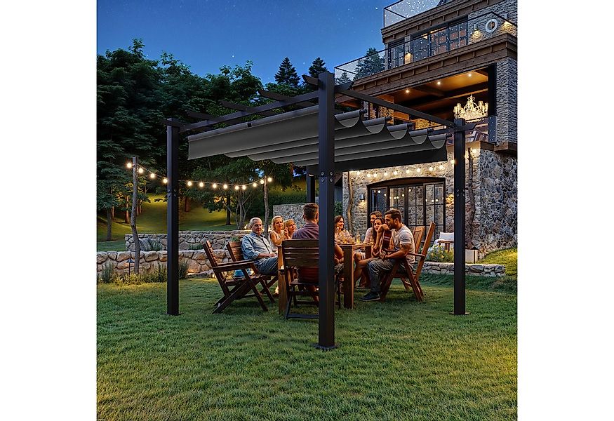 GUNJI Pergola 3x3/3x4m Winterfest, Magnetisch befestigte Aluminium-Pergola, günstig online kaufen