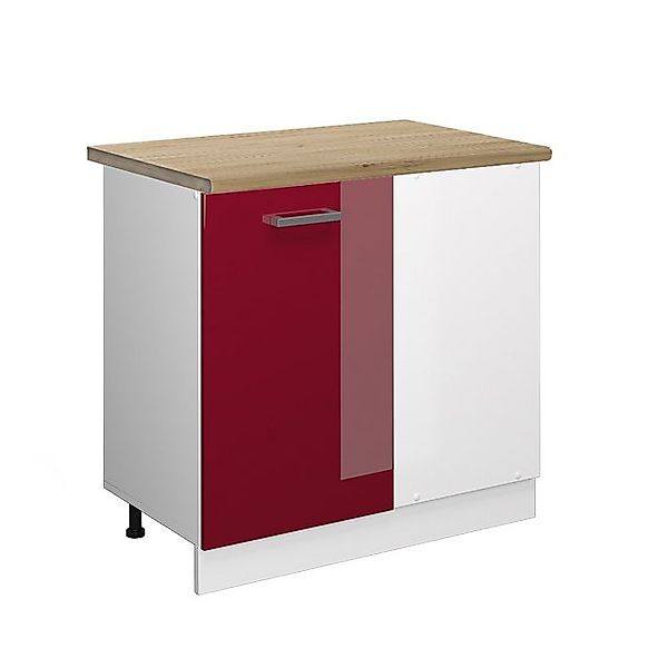 Vicco Eckunterschrank R-Line Küchen Eckschrank Bordeaux Hochglanz/Weiß 86 c günstig online kaufen