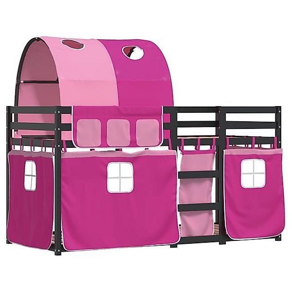 vidaXL Bett Etagenbett mit Vorhängen Rosa 90x190 cm Massivholz Kiefer günstig online kaufen