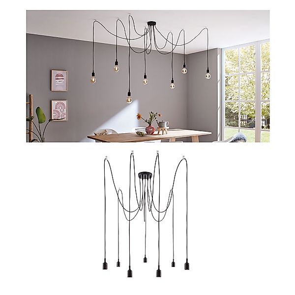 Paulmann "Neordic Pendelleuchte Ketil E27 max. 7x60W Schwarz dimmbar Siliko günstig online kaufen
