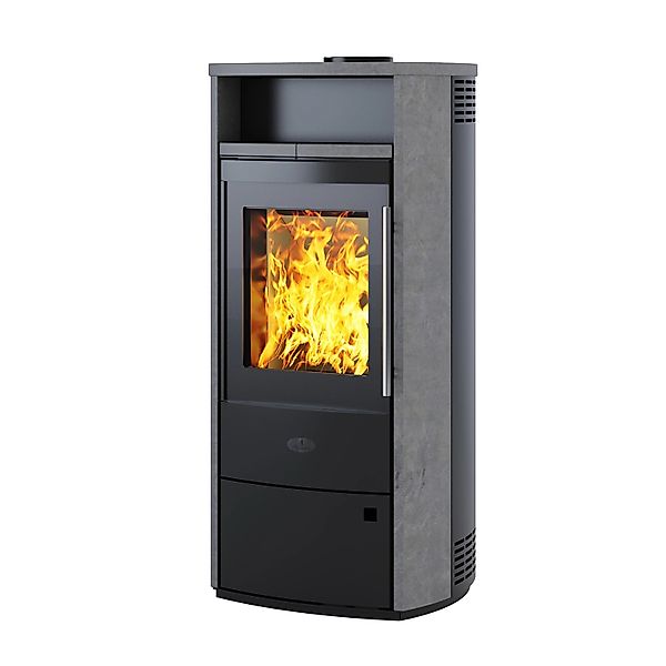 Kleining Kaminofen DUBLIN, Naturst Naturstein Grau 6 kW mit Automatik günstig online kaufen