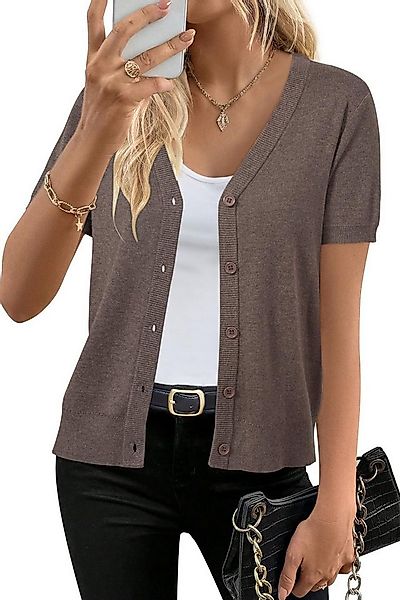 Arach&Cloz Cardigan Damen Wool Blend Strickjacke Kurz Cardigan V-Ausschnitt günstig online kaufen