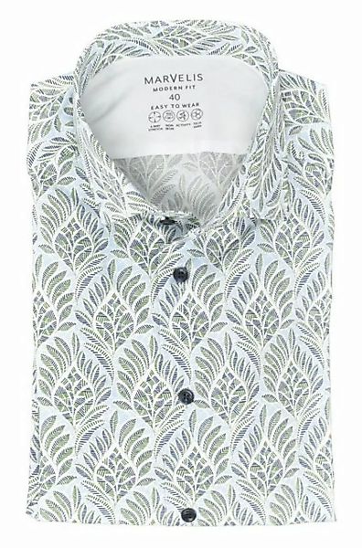 MARVELIS Langarmhemd Easy To Wear Hemd - Modern Fit - Langarm - Muster - Bl günstig online kaufen