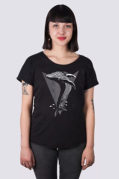 Whale, Damen Shirt Aus Bio-baumwolle, Aufgeschlagene Ärmel Print günstig online kaufen