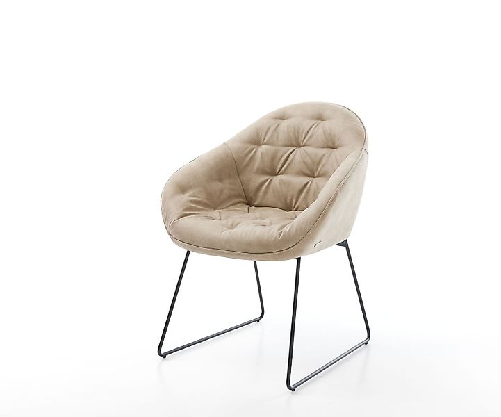 Esszimmerstuhl Gaio-Flex Mikrofaser Beige Vintage Kufengestell Schwarz günstig online kaufen