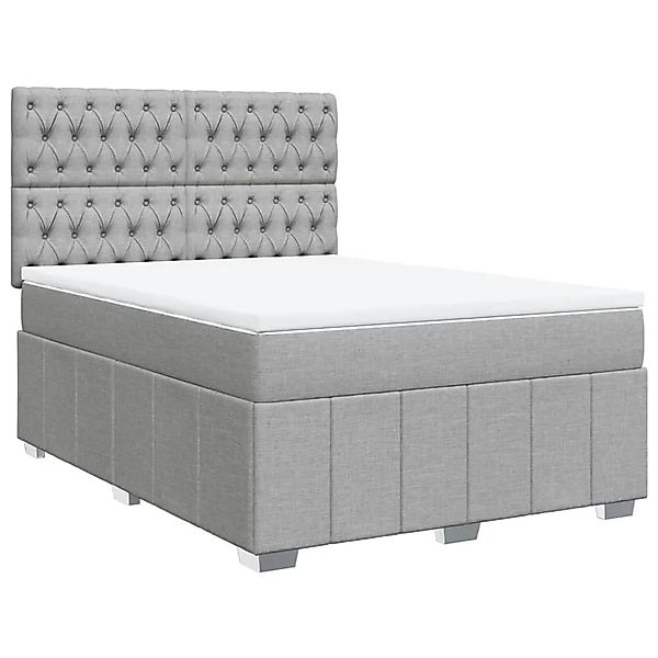 vidaXL Boxspringbett mit Matratze Hellgrau 160x200 cm Stoff 3294026 günstig online kaufen