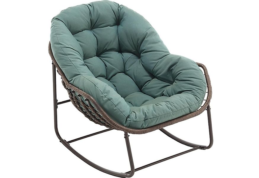 LVHOM Schaukelstuhl mit gepolstertem Kissen, Rattanstuhl mit Stahlrahmen, L günstig online kaufen