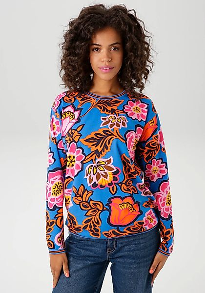 Aniston CASUAL Sweatshirt, mit großflächigen, grafischen Blumendruck günstig online kaufen