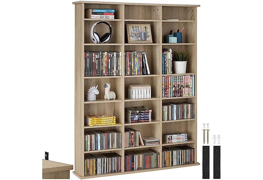 tectake CD-Regal Medienregal Stevie in Holzoptik 105,5x19x136,5cm, Sammlers günstig online kaufen