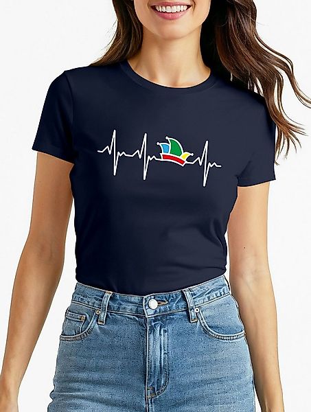 MoonWorks Print-Shirt Damen T-Shirt Fasching Karneval Narrenkappe EKG Verkl günstig online kaufen