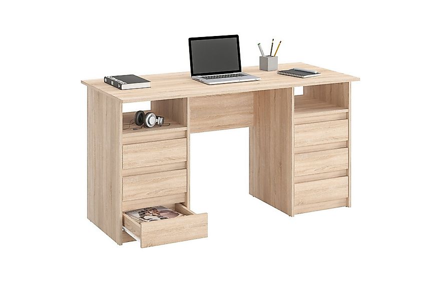 KOMTO Schreibtisch Oslo 140 Schreibtisch mit Schubladen Moderner Bürotisch, günstig online kaufen