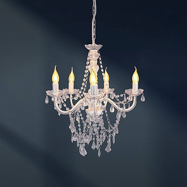 näve Pendelleuchte »5er Krone "CECILIA" D: 52 cm weiß« E14 1 Stk. elegantes günstig online kaufen