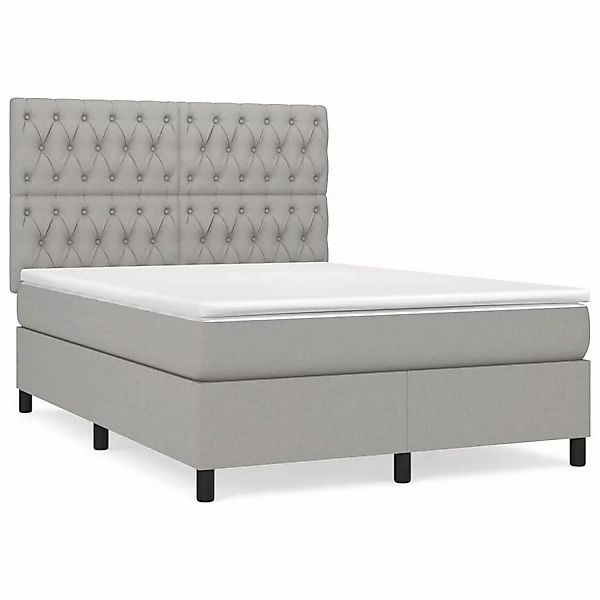 Vidaxl Boxspringbett Mit Matratze Hellgrau 140x200 Cm Stoff günstig online kaufen